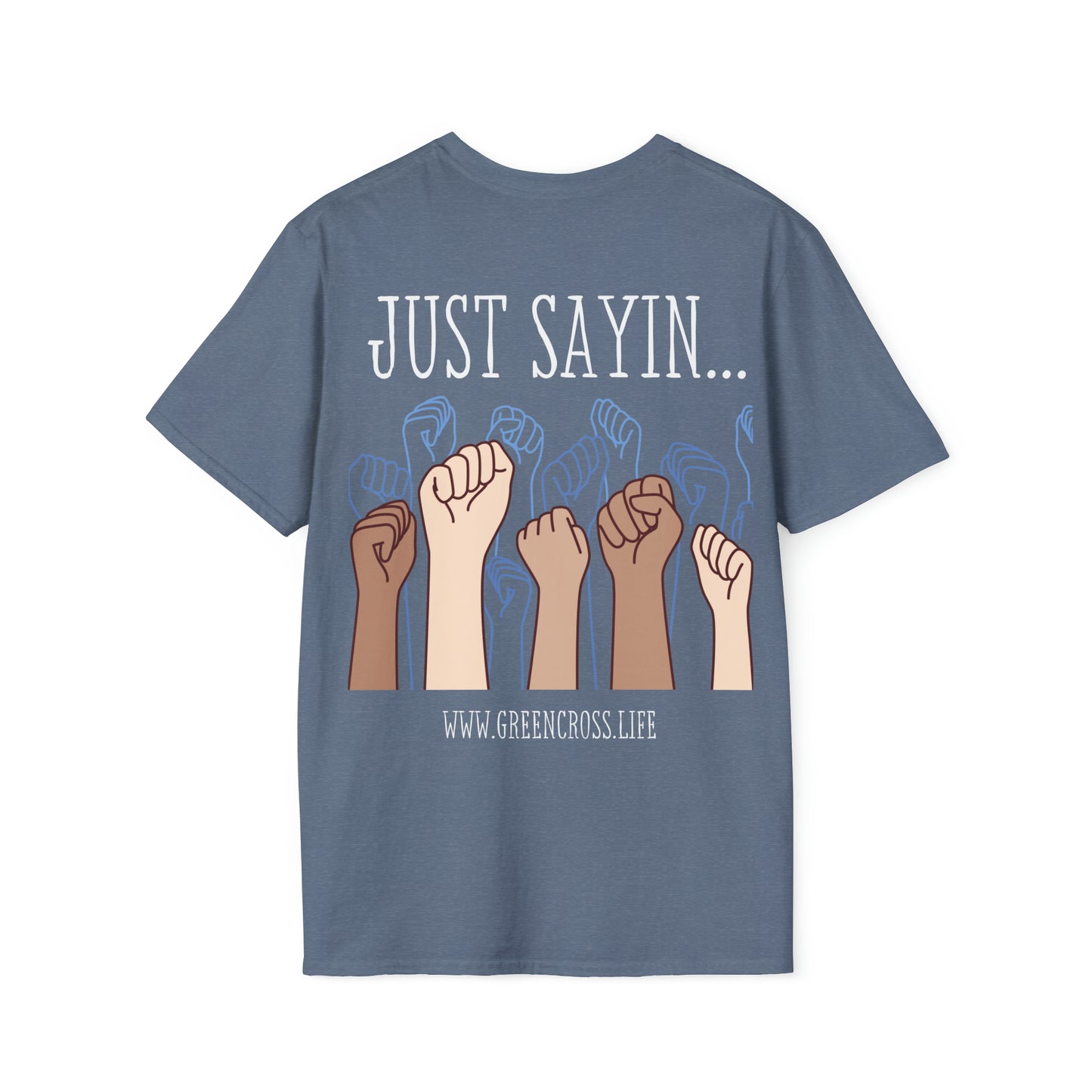 Thanksgiving is kinda Racist, "Just Sayin..." Series, Block Style Text, Comfortable Commentary Collection, Social Commentary, Ultra Soft Heather Material