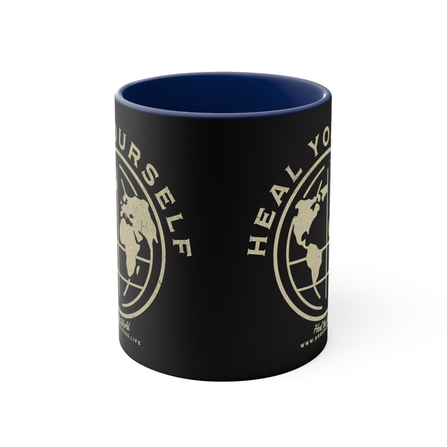 Heal Yourself Heal the World Mug, "Healing Art" Series, Social Commentary, Custom Coffee Mug