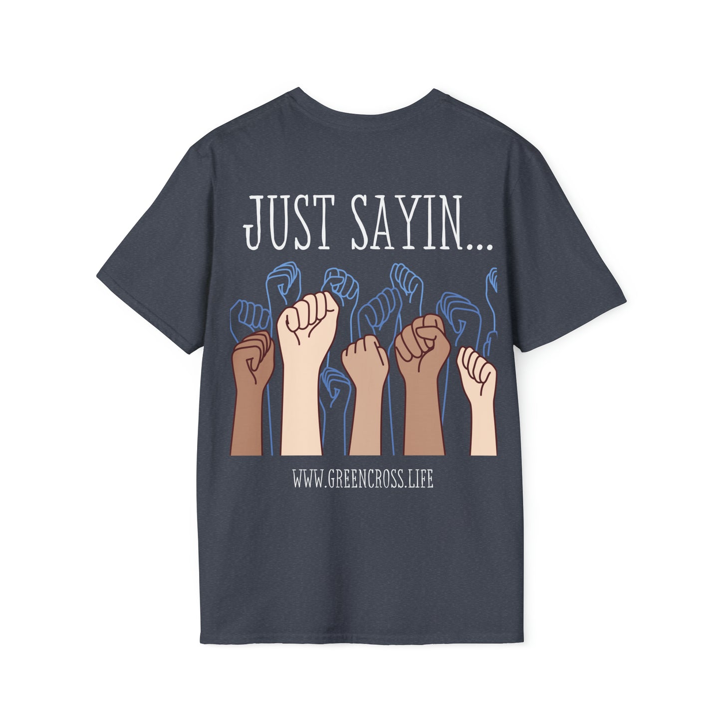 Thanksgiving is kinda Racist, "Just Sayin..." Series, Block Style Text, Comfortable Commentary Collection, Social Commentary, Ultra Soft Heather Material