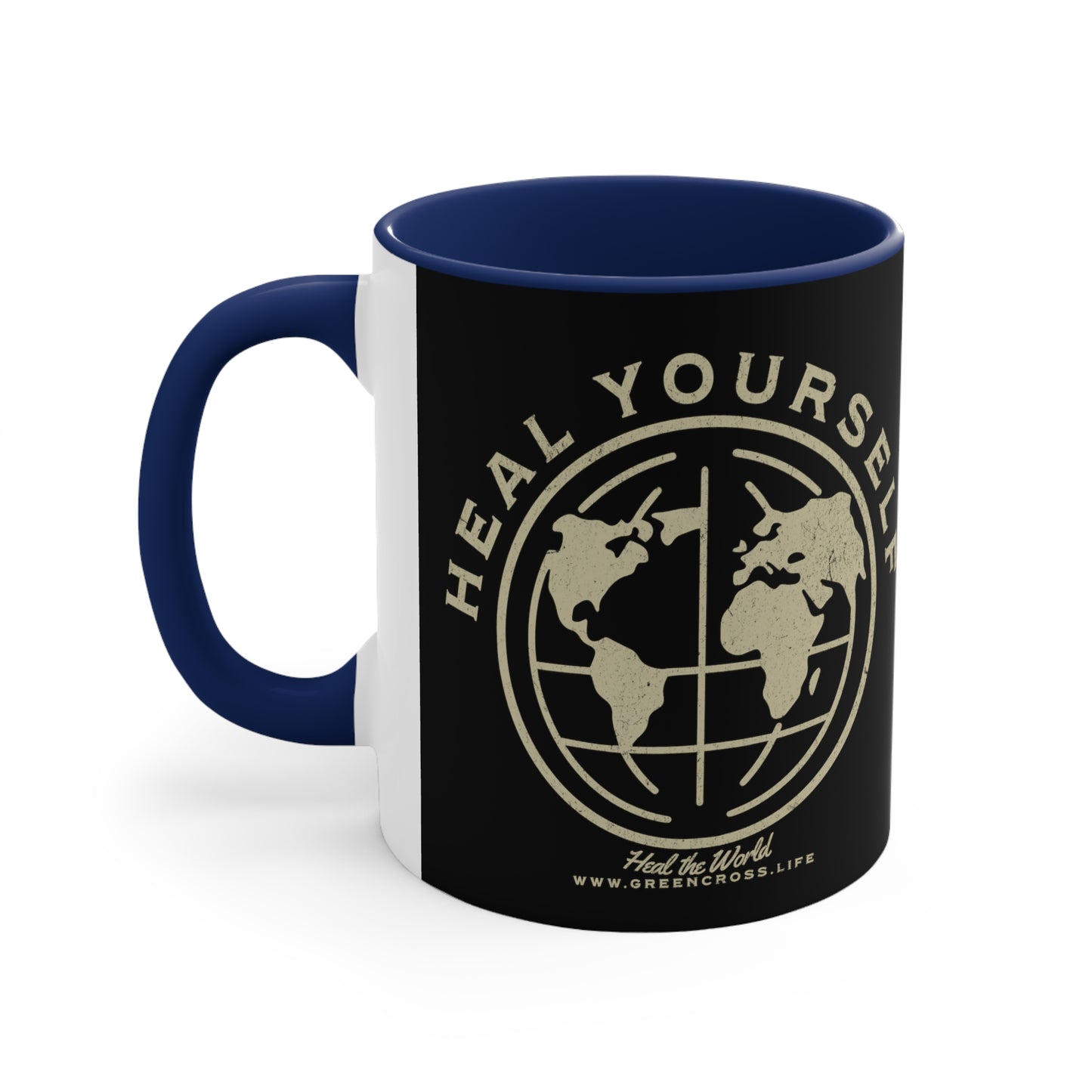 Heal Yourself Heal the World Mug, "Healing Art" Series, Social Commentary, Custom Coffee Mug