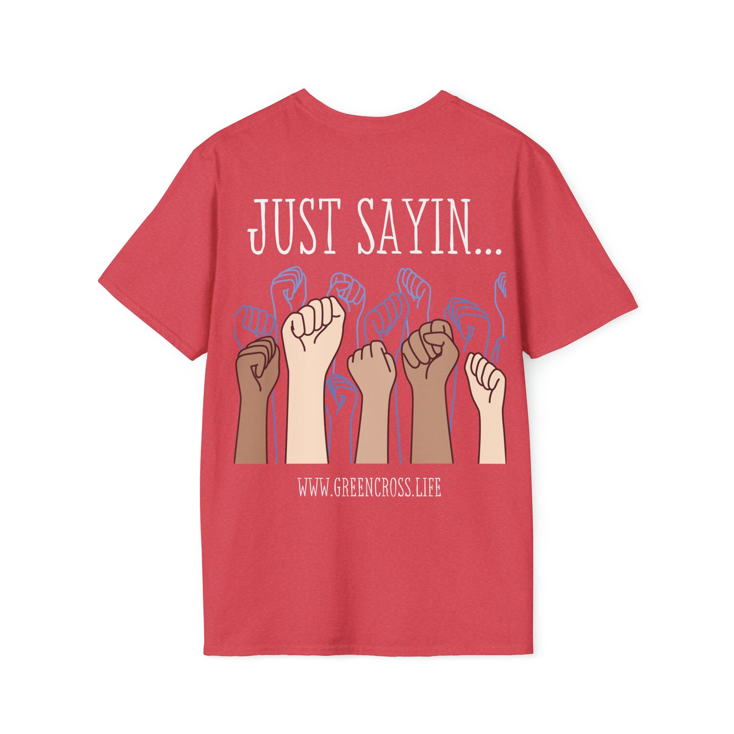 Thanksgiving is kinda Racist, "Just Sayin..." Series, Block Style Text, Comfortable Commentary Collection, Social Commentary, Ultra Soft Heather Material