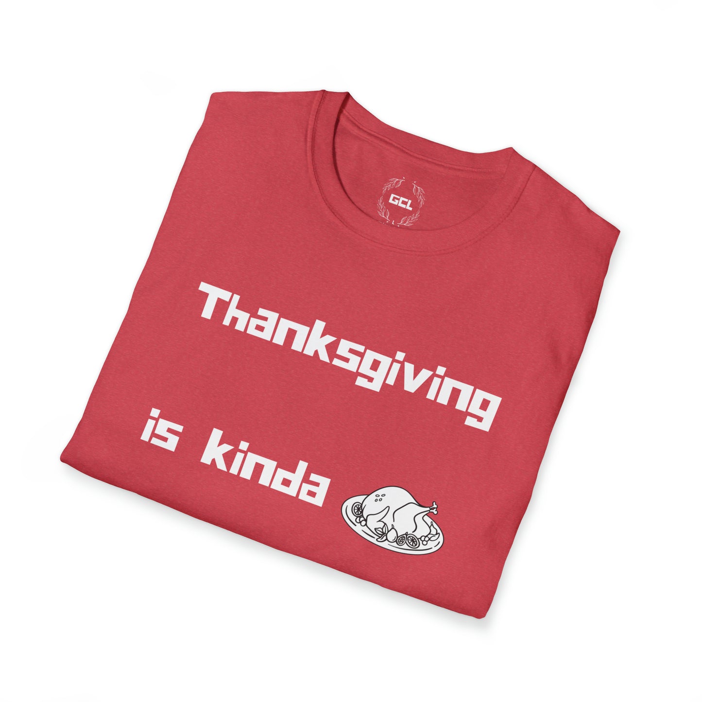 Thanksgiving is kinda Racist, "Just Sayin..." Series, 16 Bit Style Text, Comfortable Commentary Collection, Social Commentary, Ultra Soft Heather Material