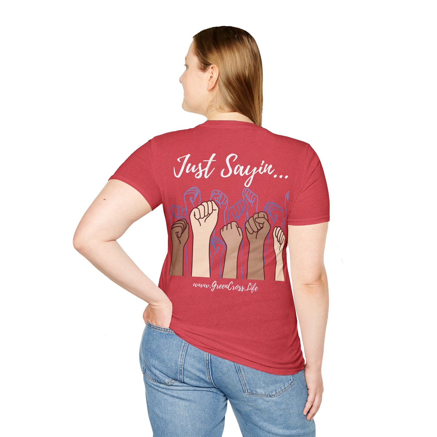 Thanksgiving is kinda Racist, "Just Sayin..." Series, Brush Style Text, Comfortable Commentary Collection, Social Commentary, Ultra Soft Heather Material