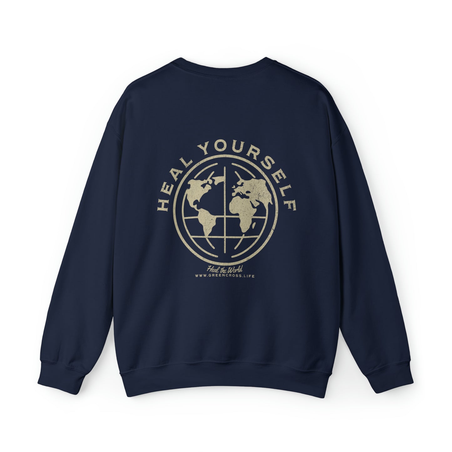 Healing University, Heal Yourself, Heal the World, "Healing Art" Series, Comfortable Commentary Collection, Social Commentary, Ultra Soft Material, Unisex Heavy Blend™ Crewneck Sweatshirt