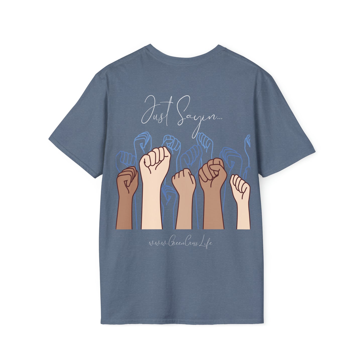 Thanksgiving is kinda Racist, "Just Sayin..." Series, Pen Style Text, Comfortable Commentary Collection, Social Commentary, Ultra Soft Heather Material