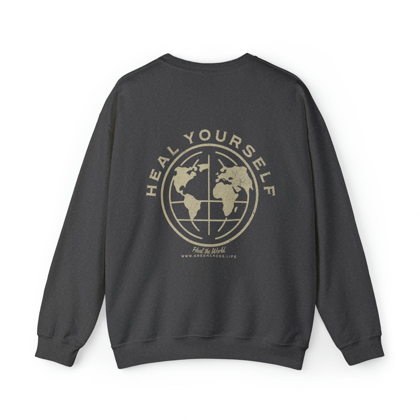 Healing University, Heal Yourself, Heal the World, "Healing Art" Series, Comfortable Commentary Collection, Social Commentary, Ultra Soft Material, Unisex Heavy Blend™ Crewneck Sweatshirt