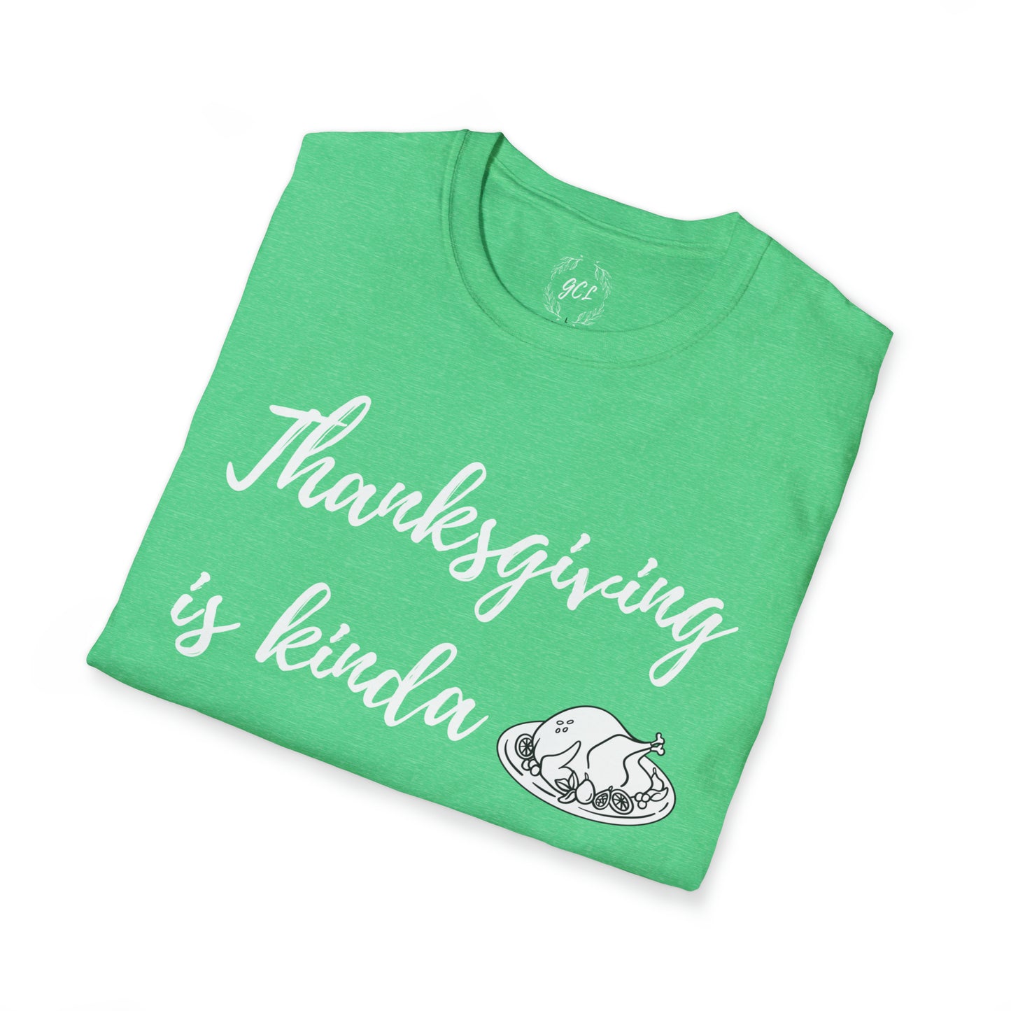 Thanksgiving is kinda Racist, "Just Sayin..." Series, Brush Style Text, Comfortable Commentary Collection, Social Commentary, Ultra Soft Heather Material