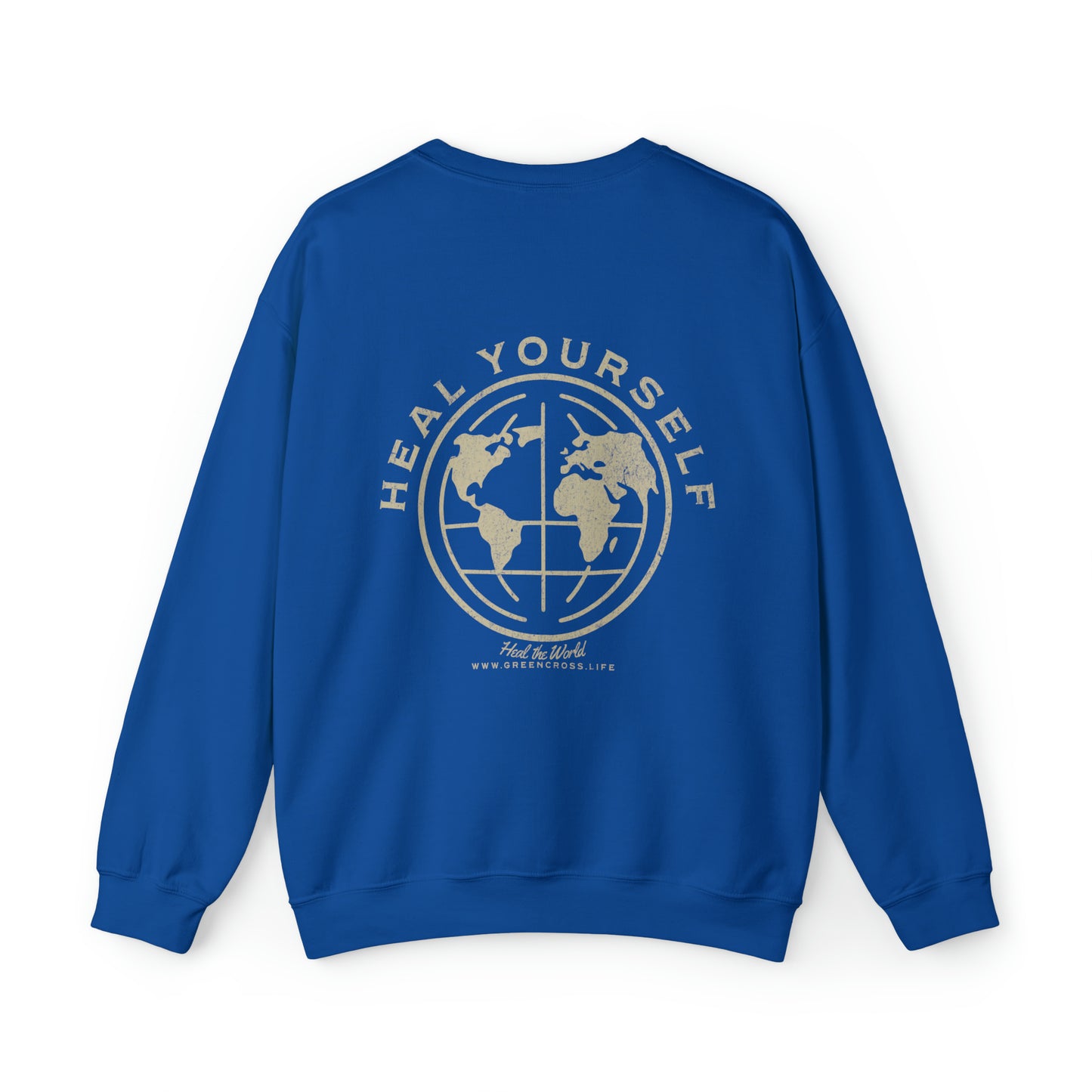 Healing University, Heal Yourself, Heal the World, "Healing Art" Series, Comfortable Commentary Collection, Social Commentary, Ultra Soft Material, Unisex Heavy Blend™ Crewneck Sweatshirt