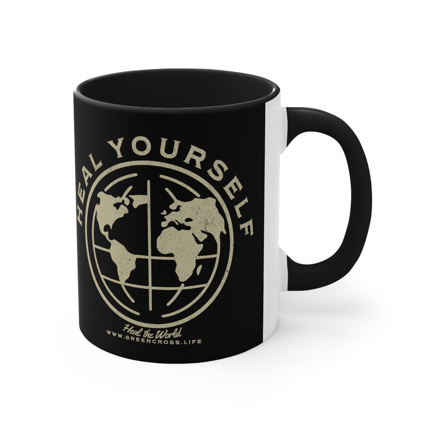 Heal Yourself Heal the World Mug, "Healing Art" Series, Social Commentary, Custom Coffee Mug