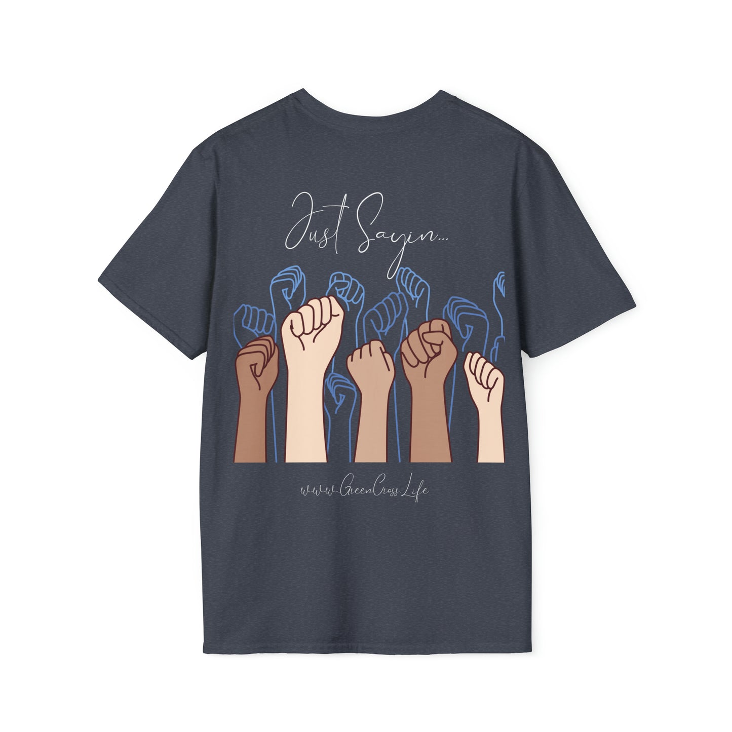 Thanksgiving is kinda Racist, "Just Sayin..." Series, Pen Style Text, Comfortable Commentary Collection, Social Commentary, Ultra Soft Heather Material