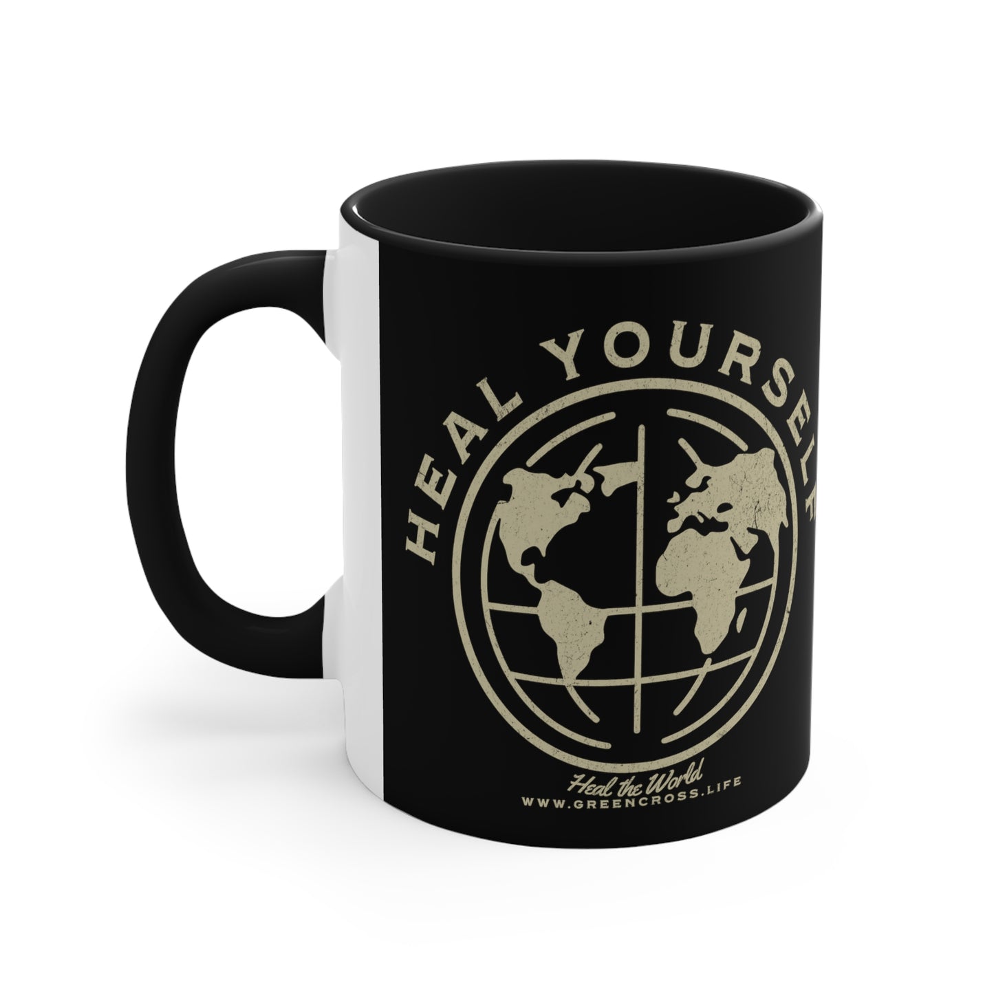 Heal Yourself Heal the World Mug, "Healing Art" Series, Social Commentary, Custom Coffee Mug