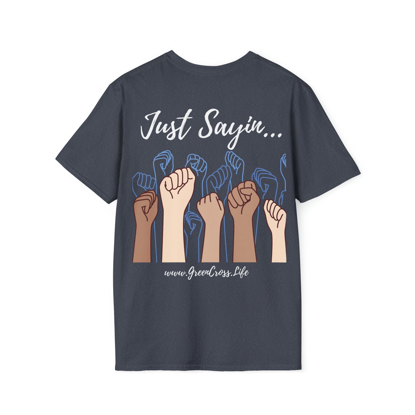 Thanksgiving is kinda Racist, "Just Sayin..." Series, Brush Style Text, Comfortable Commentary Collection, Social Commentary, Ultra Soft Heather Material