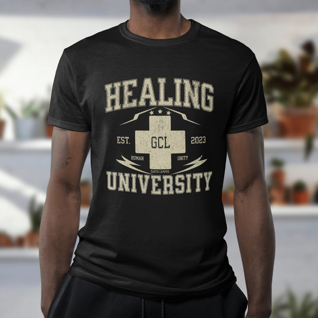 Healing University, Heal Yourself, Heal the World, "Healing Art" Series, Comfortable Commentary Collection, Social Commentary, Ultra Soft Heather Material